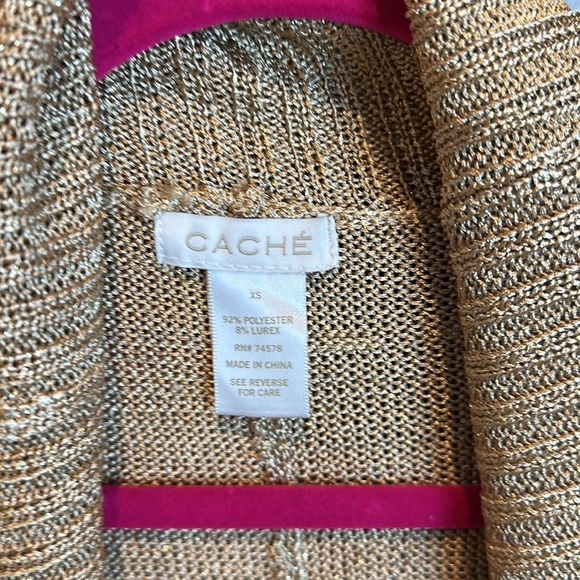 Cache gold with metallic threads long sleeve open front cardigan size XS - Picture 2 of 3
